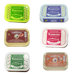 Lot de 6 sardines (poivre, muscadet, chorizo ...)