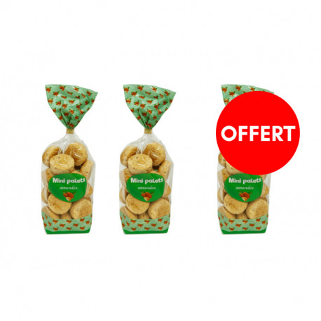 2 sachets mini palets amandes achetés, le 3 ème OFFERT