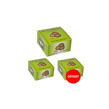 2 boîtes de crakou pistache achetées, la 3 ème OFFERTE